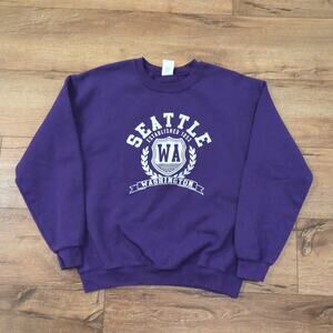 Seattle Washington Adult Medium Pullover Sweatshirt Sweater‎ PNW Purple